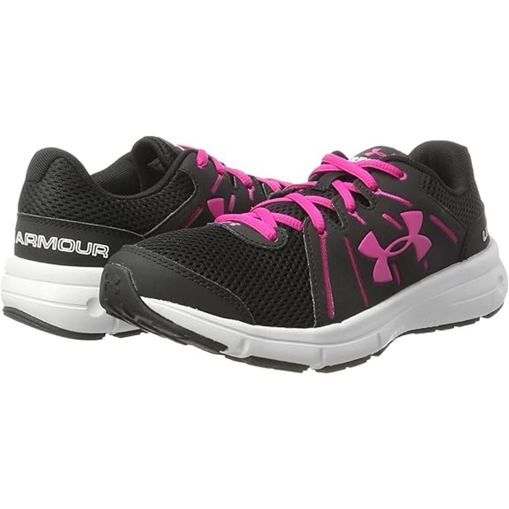 Under Armour Size 6.5 WIDE Black Pink Dash Run 2 Running Athletic Sneakers LF4